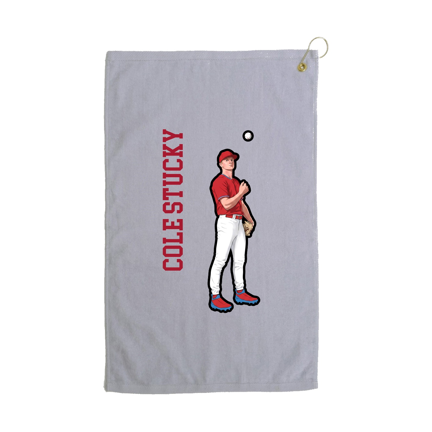 Golf Towel — Name Vertical in Grey