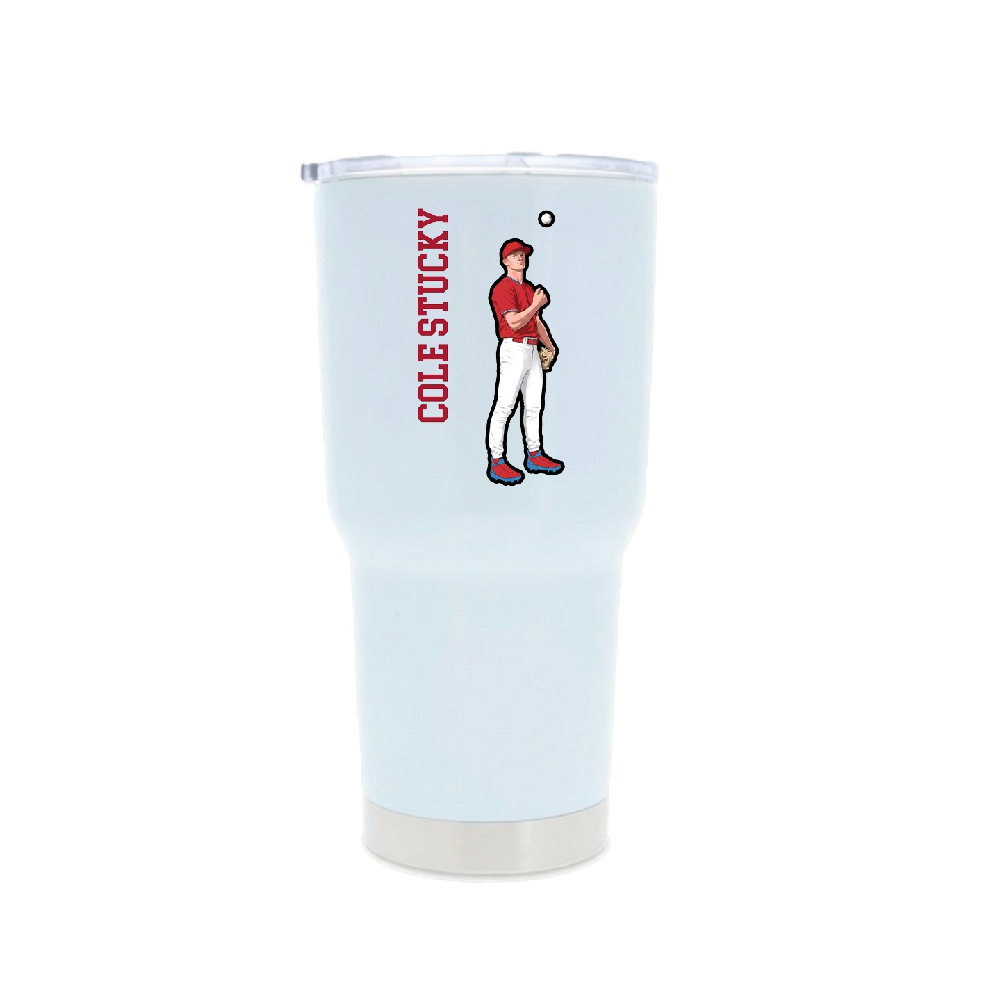 30oz Stainless Steel Tumbler — Name Vertical in White