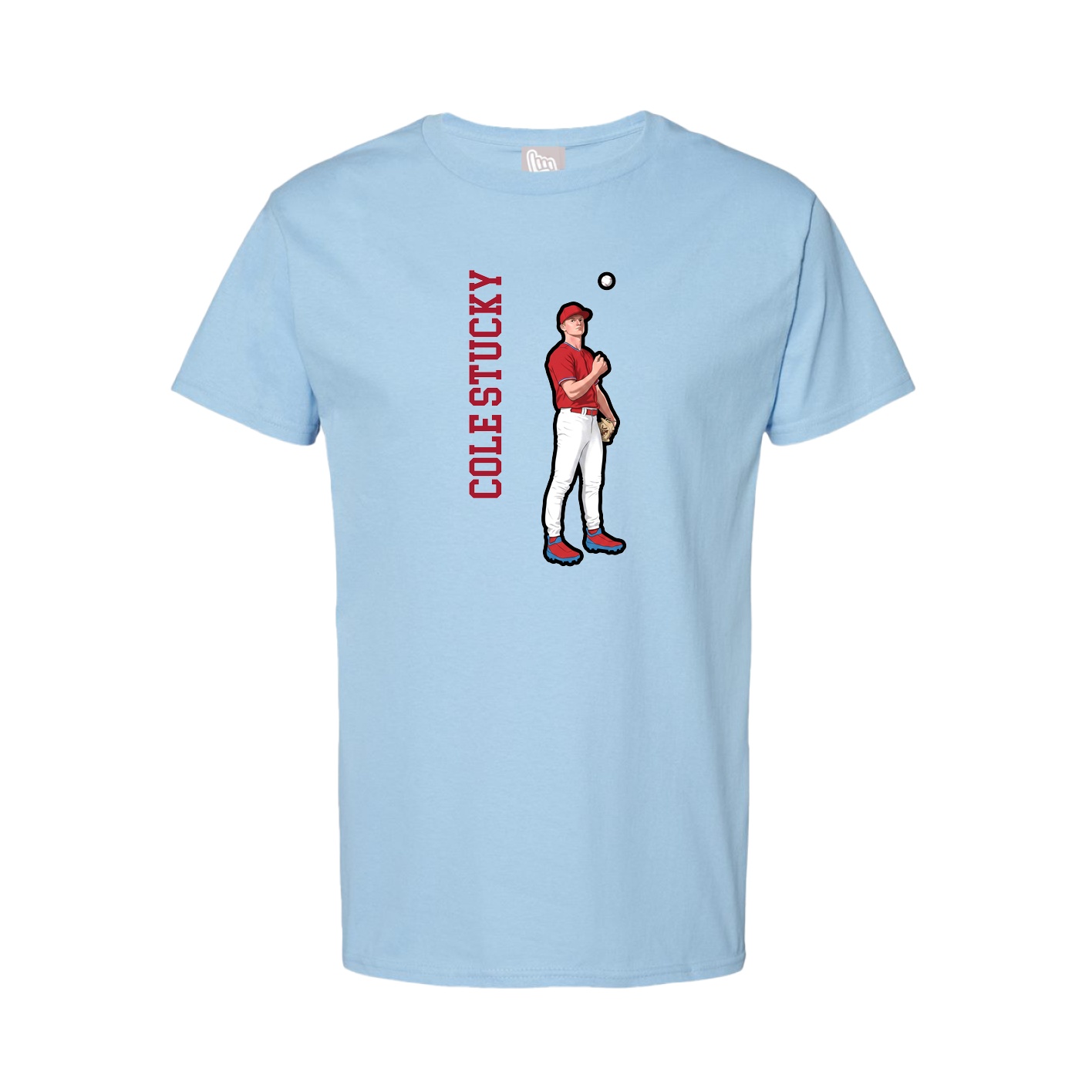 Tee — Name Vertical in Light Blue