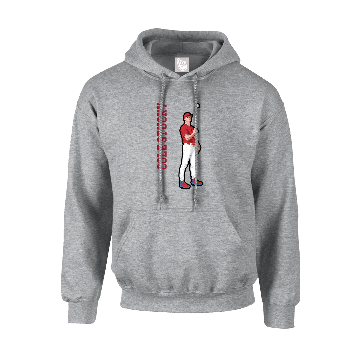 Youth Hoodie — Name Vertical in Grey