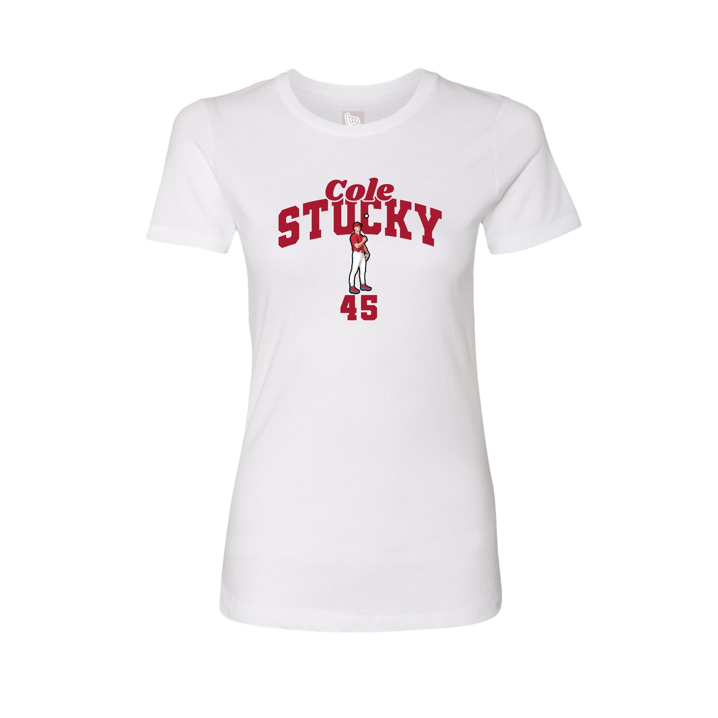 Fitted Women's Tee — Signature Arch in White
