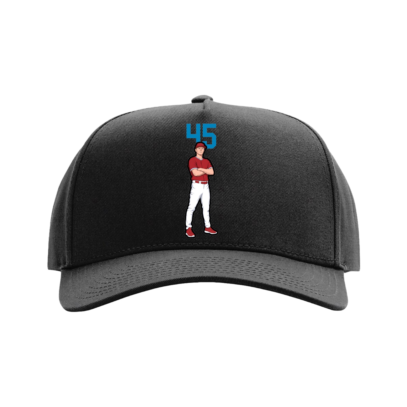 Full Fabric Five-Panel Champ Cap — Number Top in Black