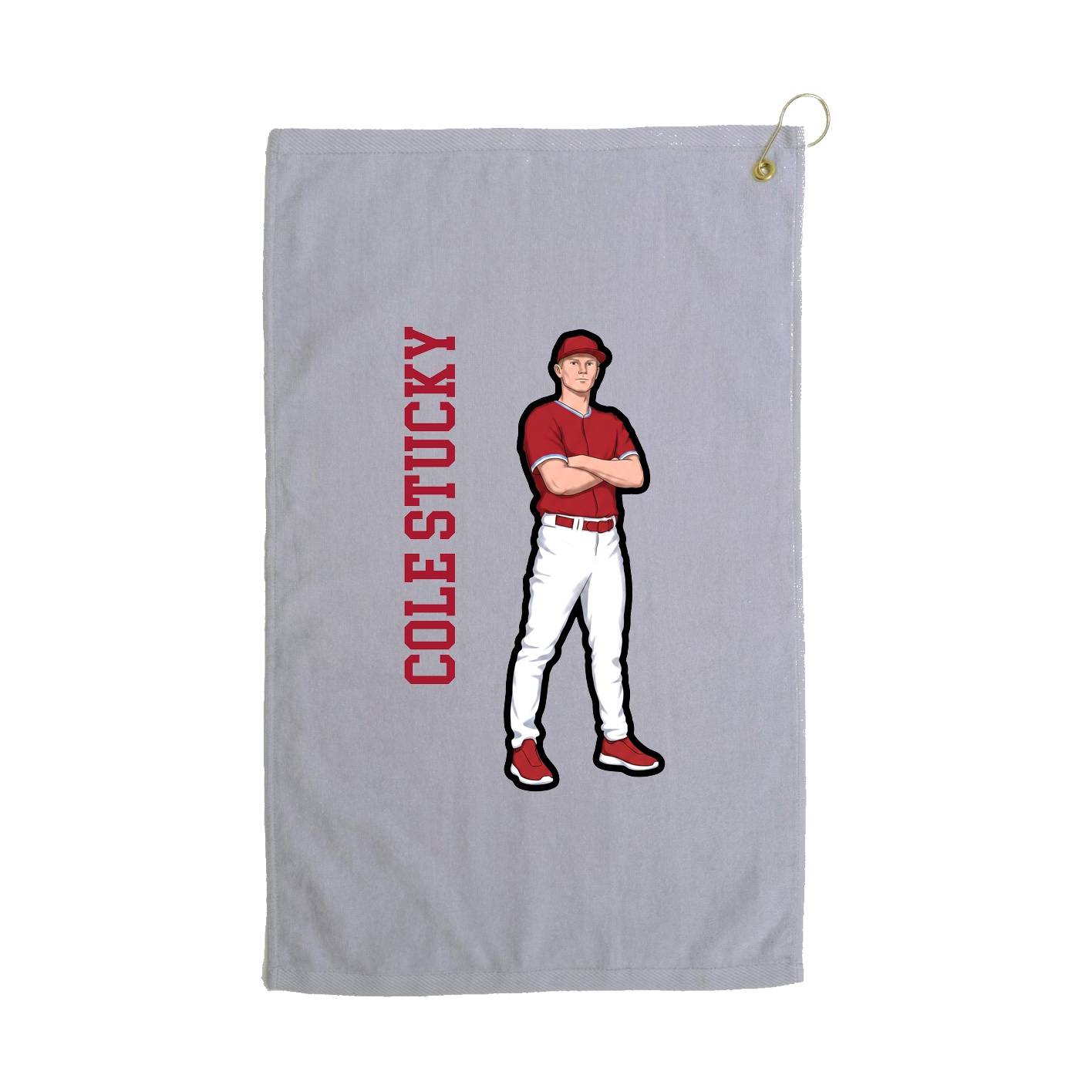 Golf Towel — Name Vertical in Grey