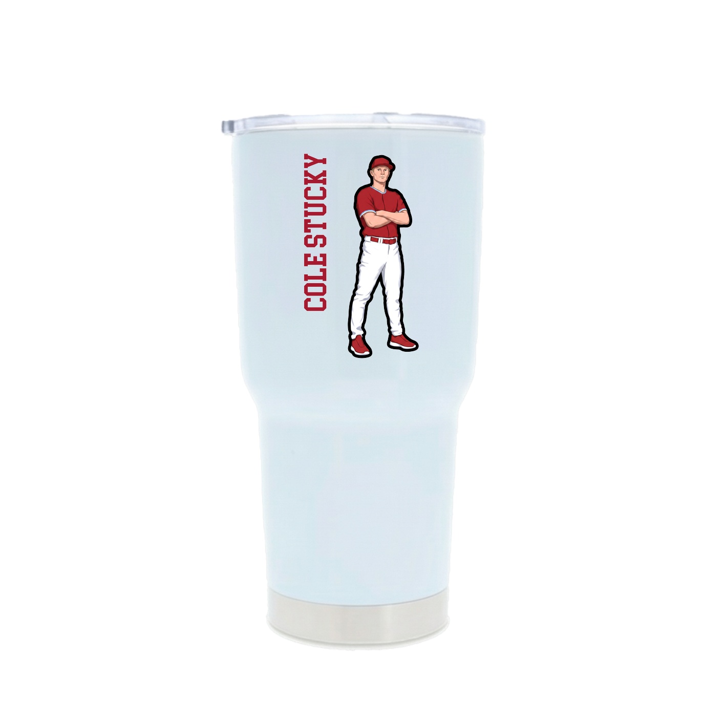 30oz Stainless Steel Tumbler — Name Vertical in White