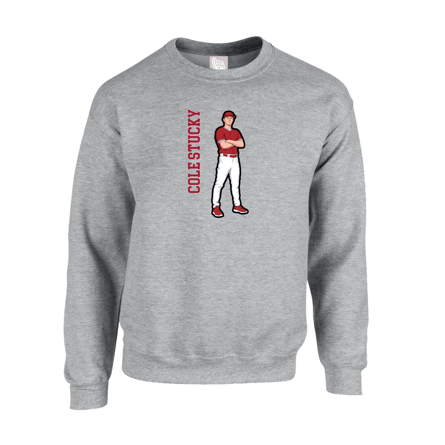 Fleece Crew — Name Vertical in Grey