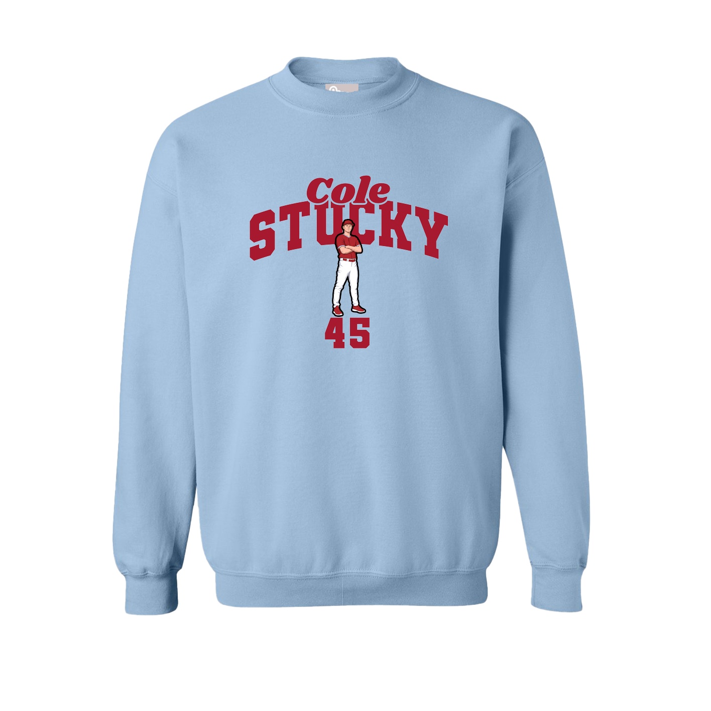 Fleece Crew — Signature Arch in Light Blue