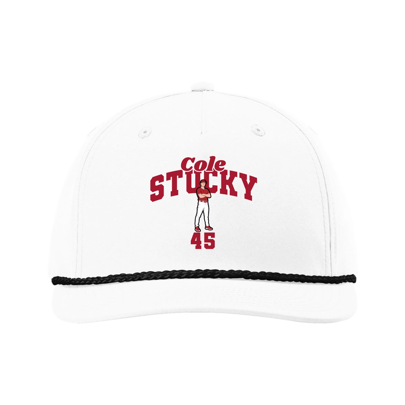 Five-Panel Classic Rope Cap — Signature Arch in White
