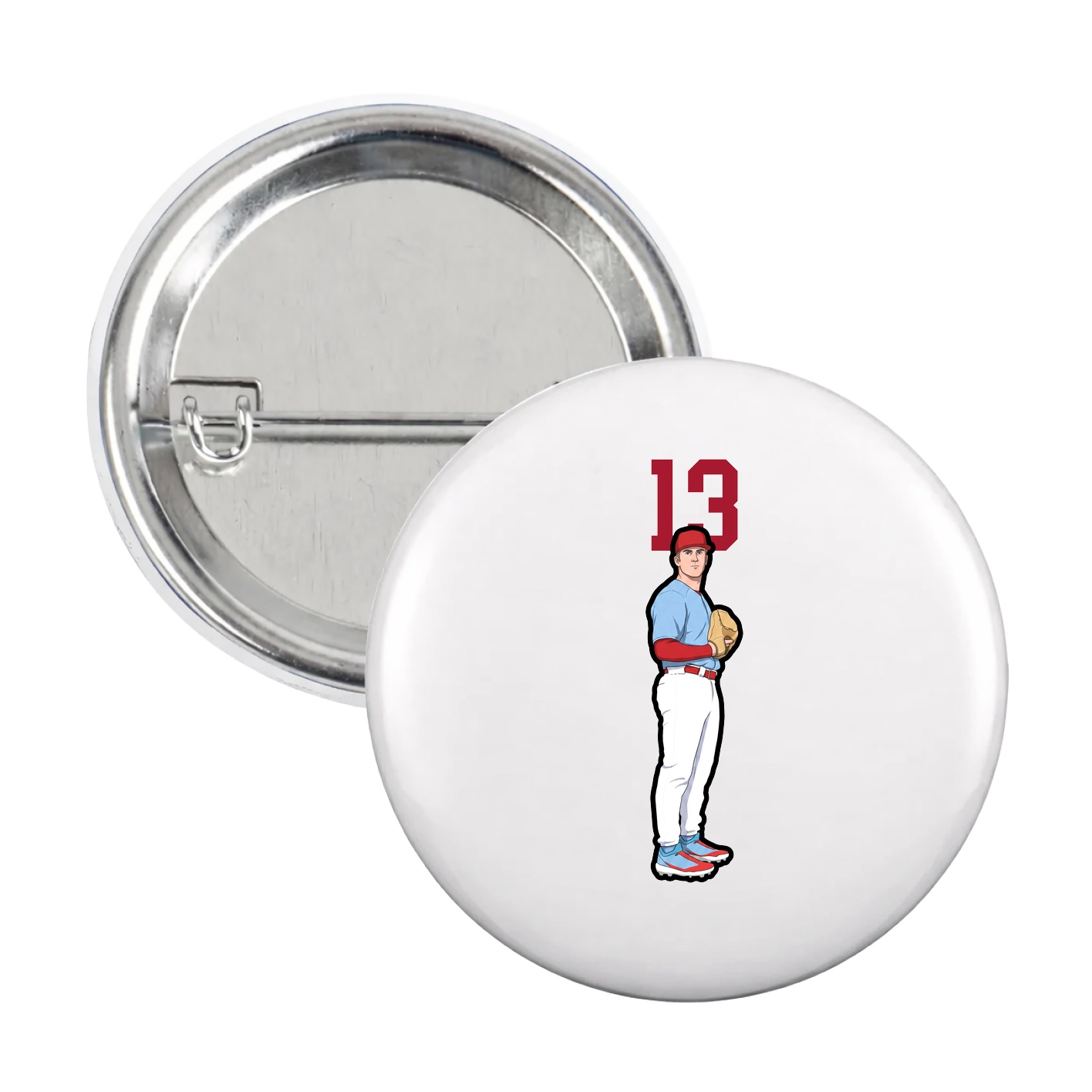 Game Day Button — Number Top in White