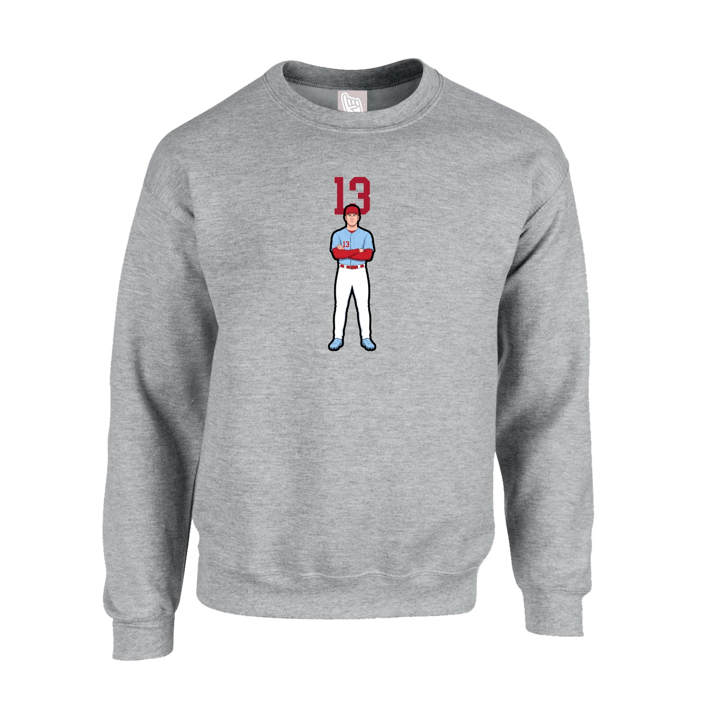 Fleece Crew — Number Top in Grey