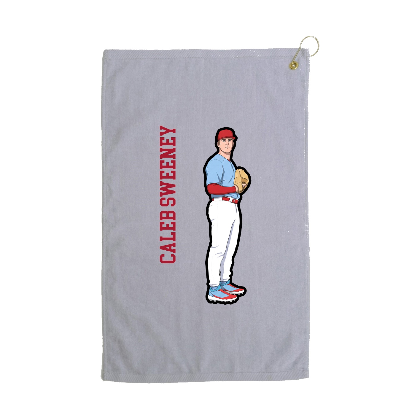 Golf Towel — Name Vertical in Grey