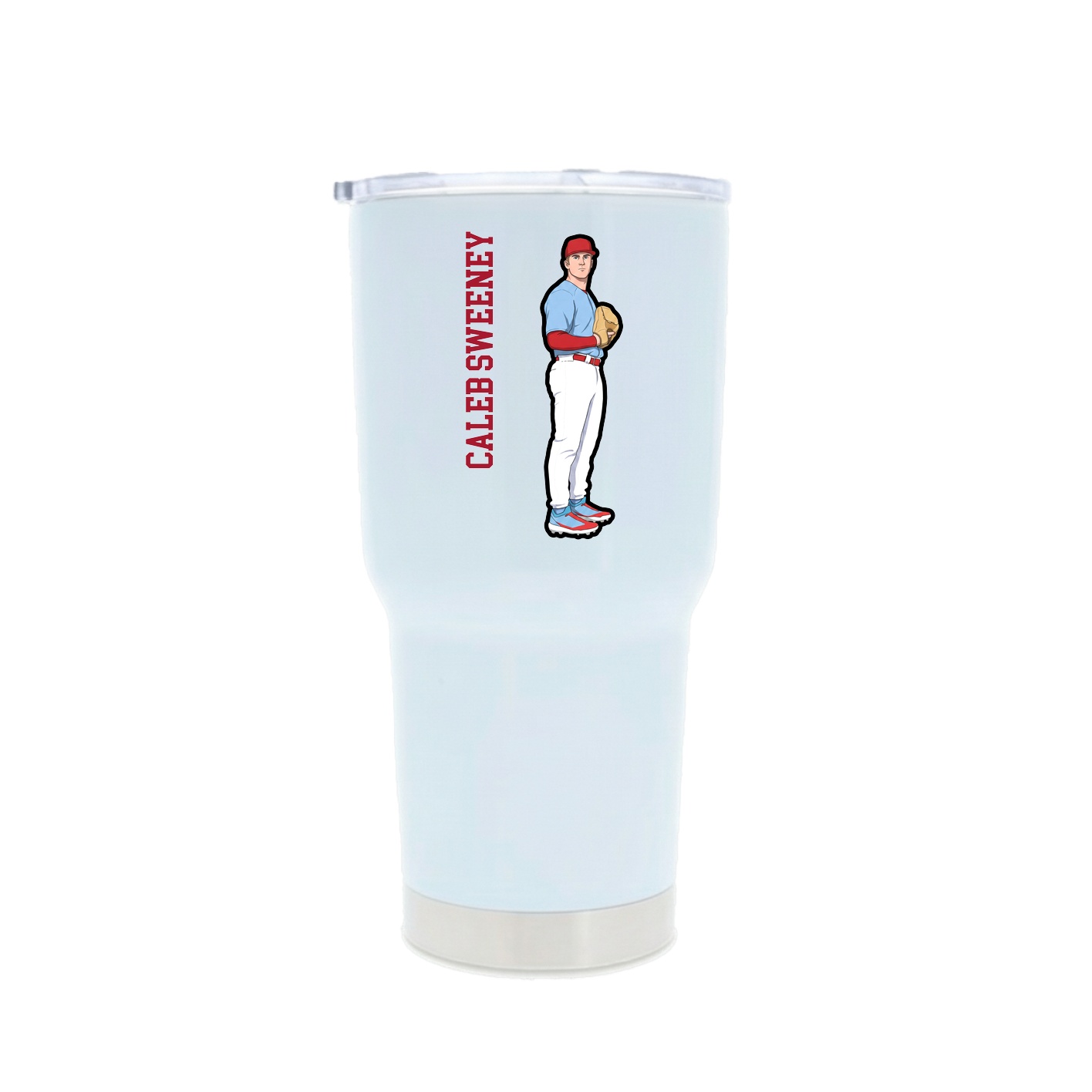 30oz Stainless Steel Tumbler — Name Vertical in White