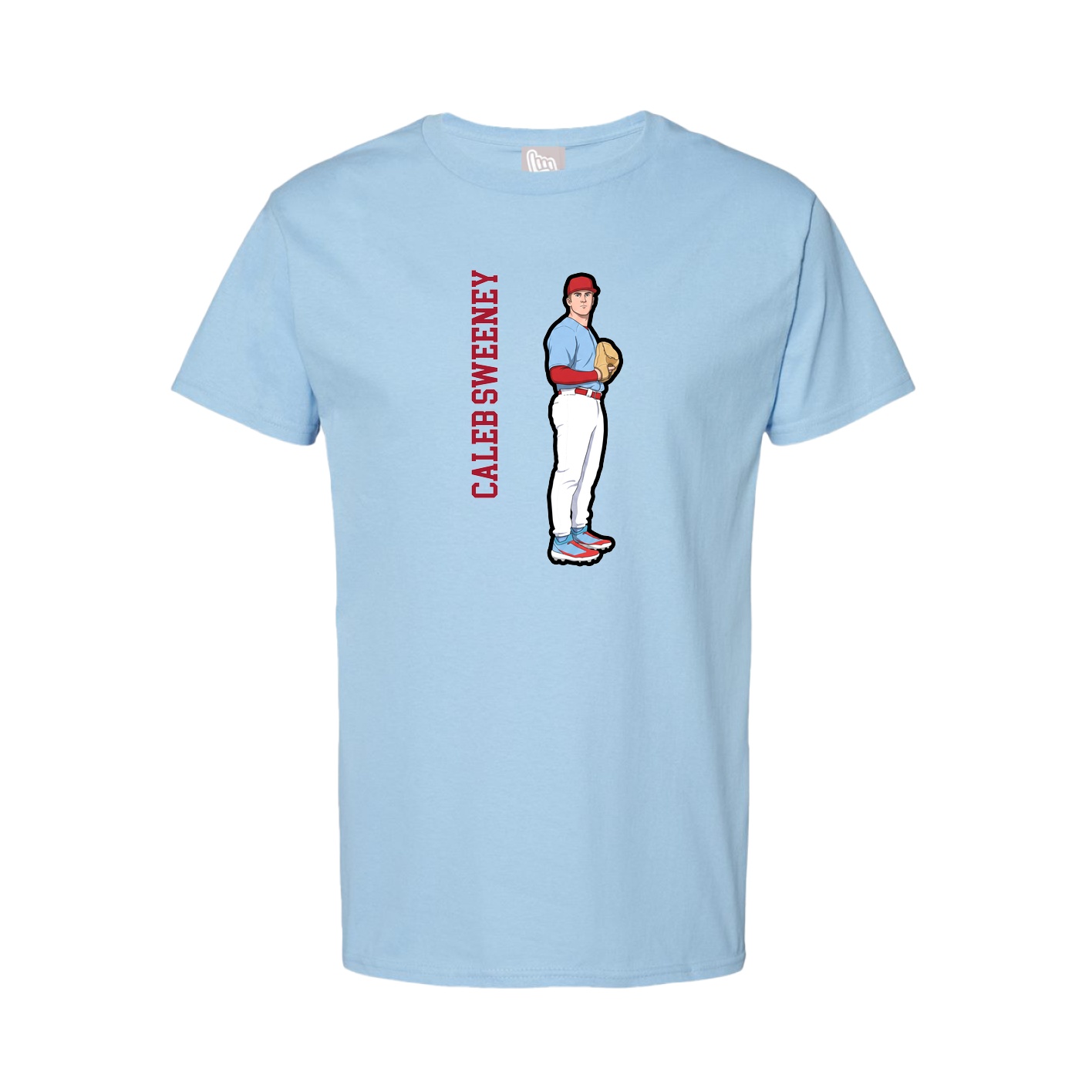 Tee — Name Vertical in Light Blue