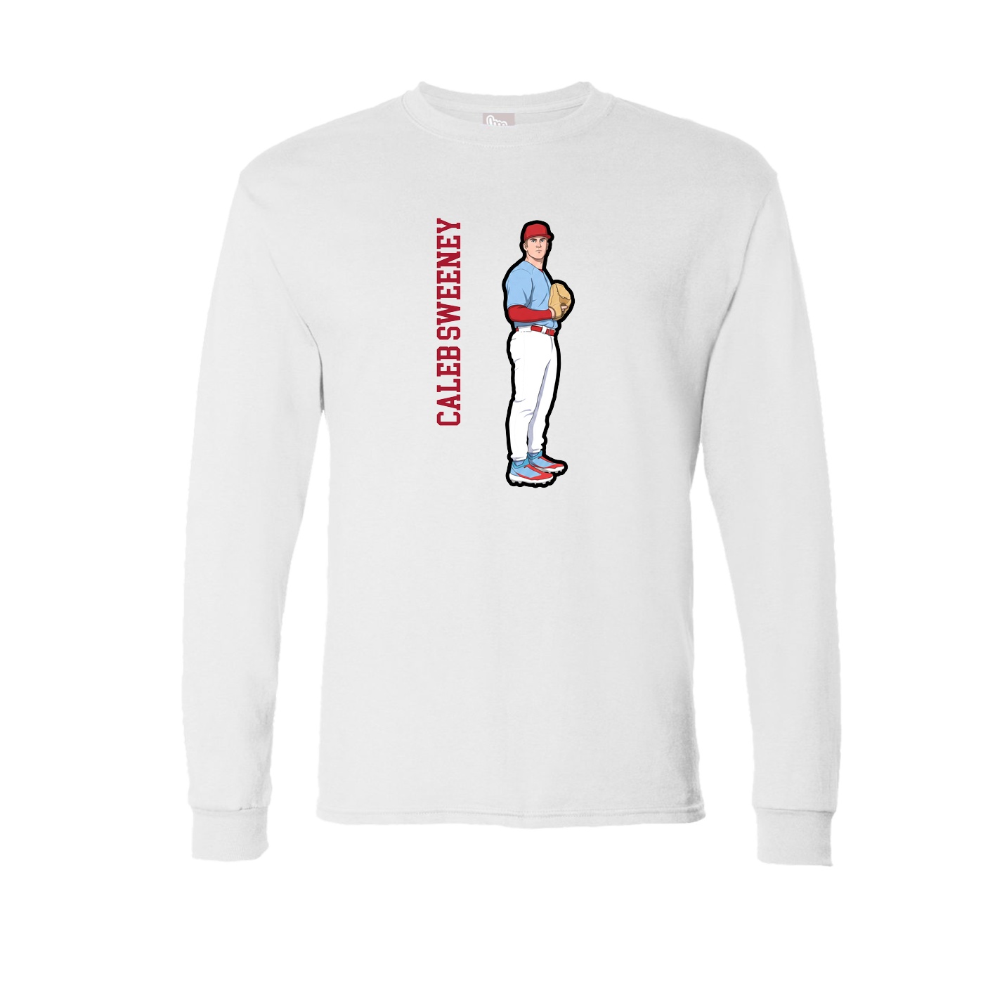 Long Sleeve Tee — Name Vertical in White