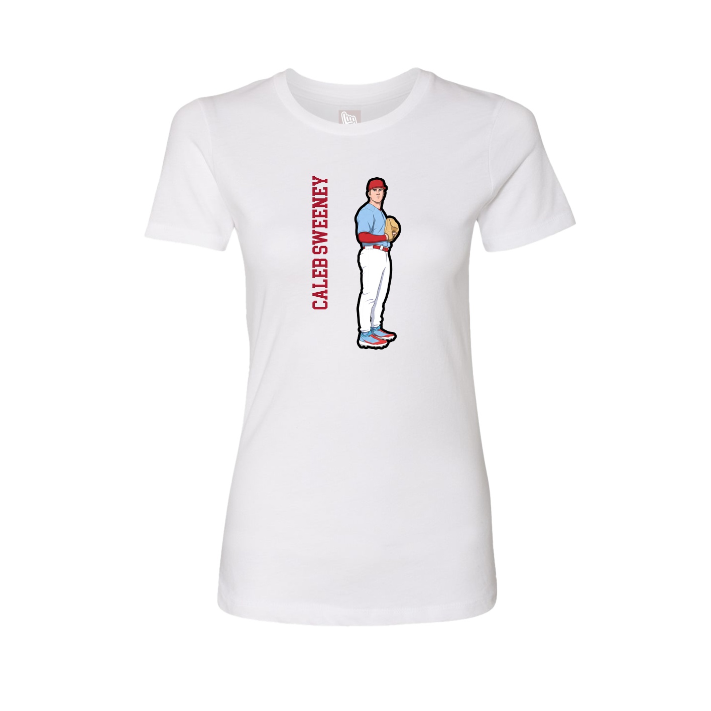 Fitted Women's Tee — Name Vertical in White