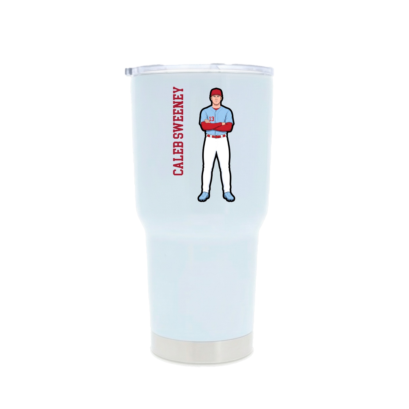 30oz Stainless Steel Tumbler — Name Vertical in White