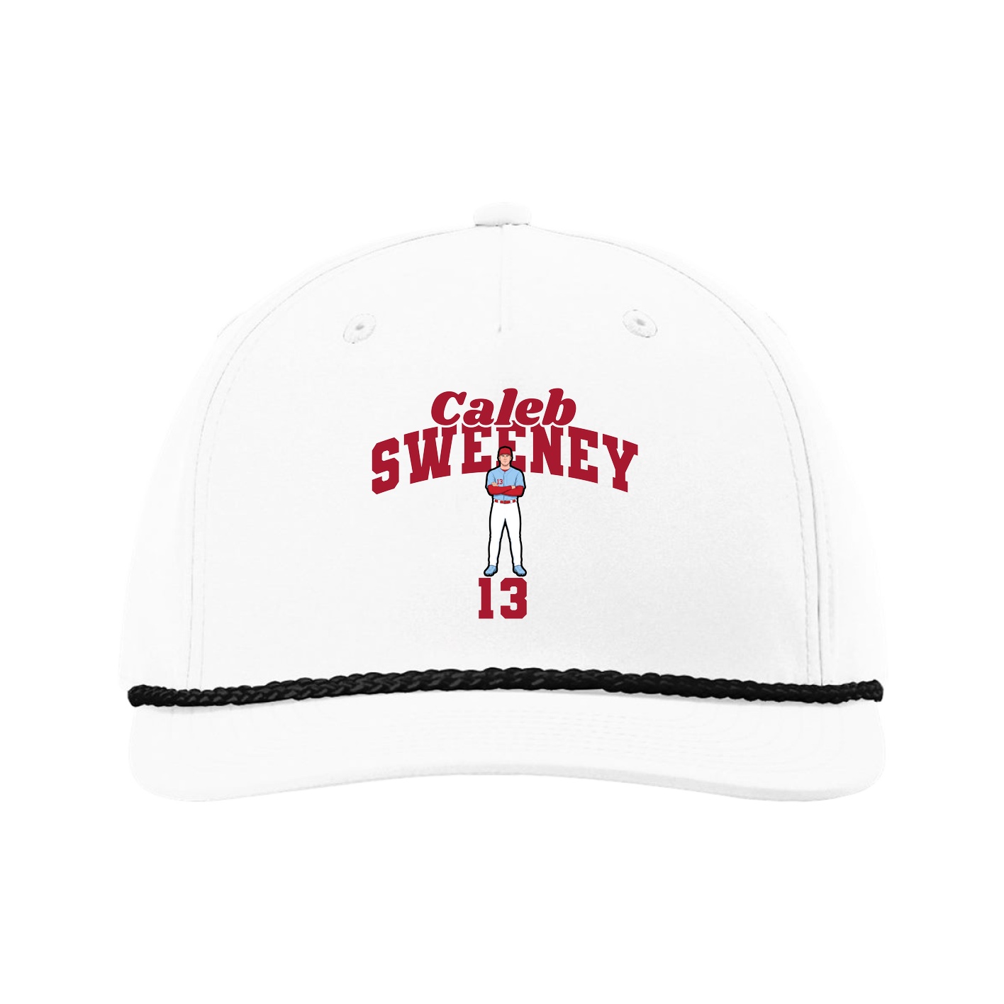 Five-Panel Classic Rope Cap — Signature Arch in White