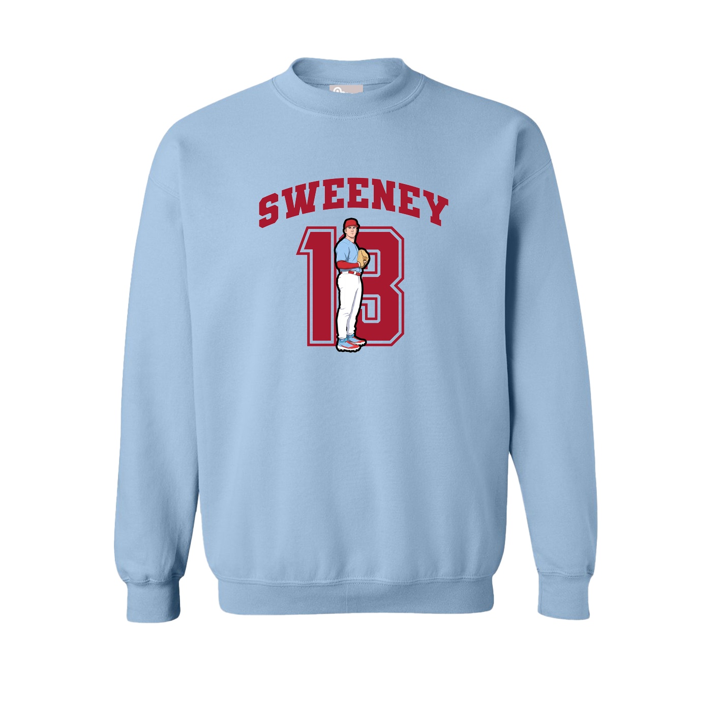 Fleece Crew — Number in Light Blue