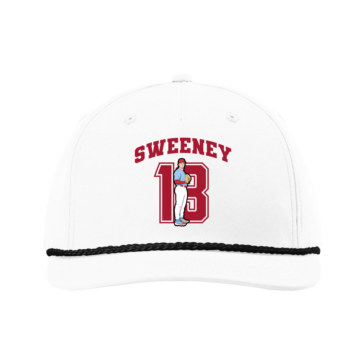 Five-Panel Classic Rope Cap — Number in White