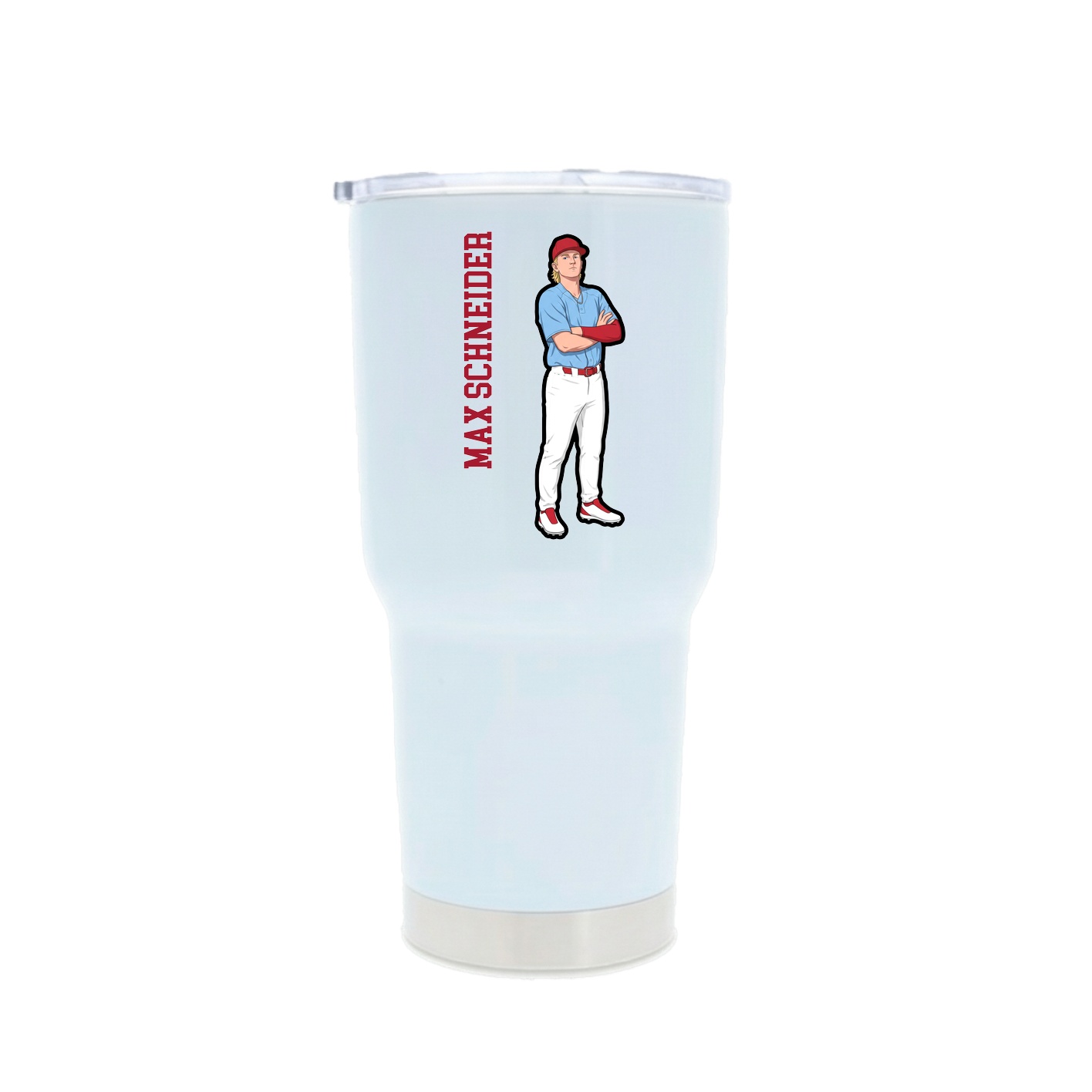 30oz Stainless Steel Tumbler — Name Vertical in White