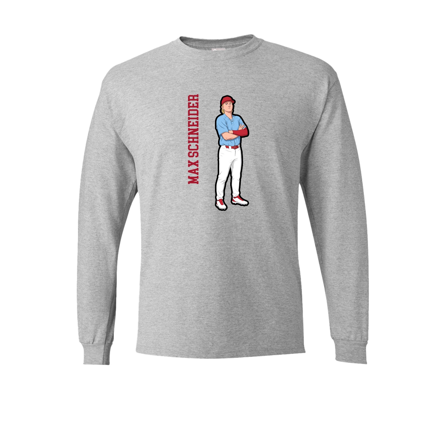 Long Sleeve Tee — Name Vertical in Grey