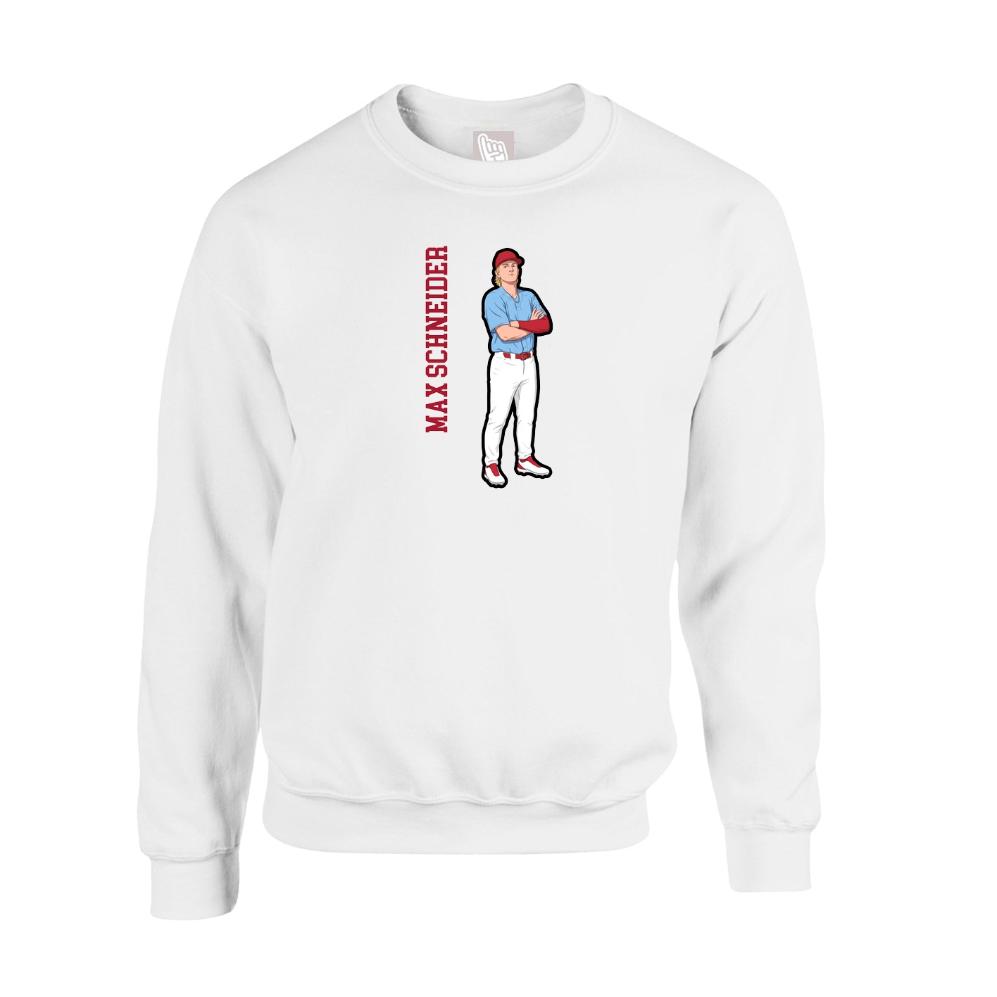 Fleece Crew — Name Vertical in White