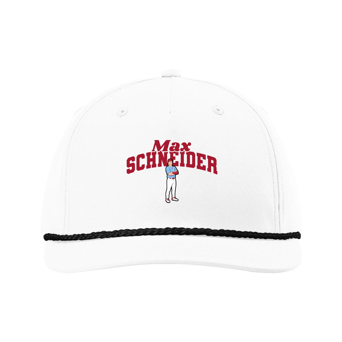 Five-Panel Classic Rope Cap — Signature Arch in White