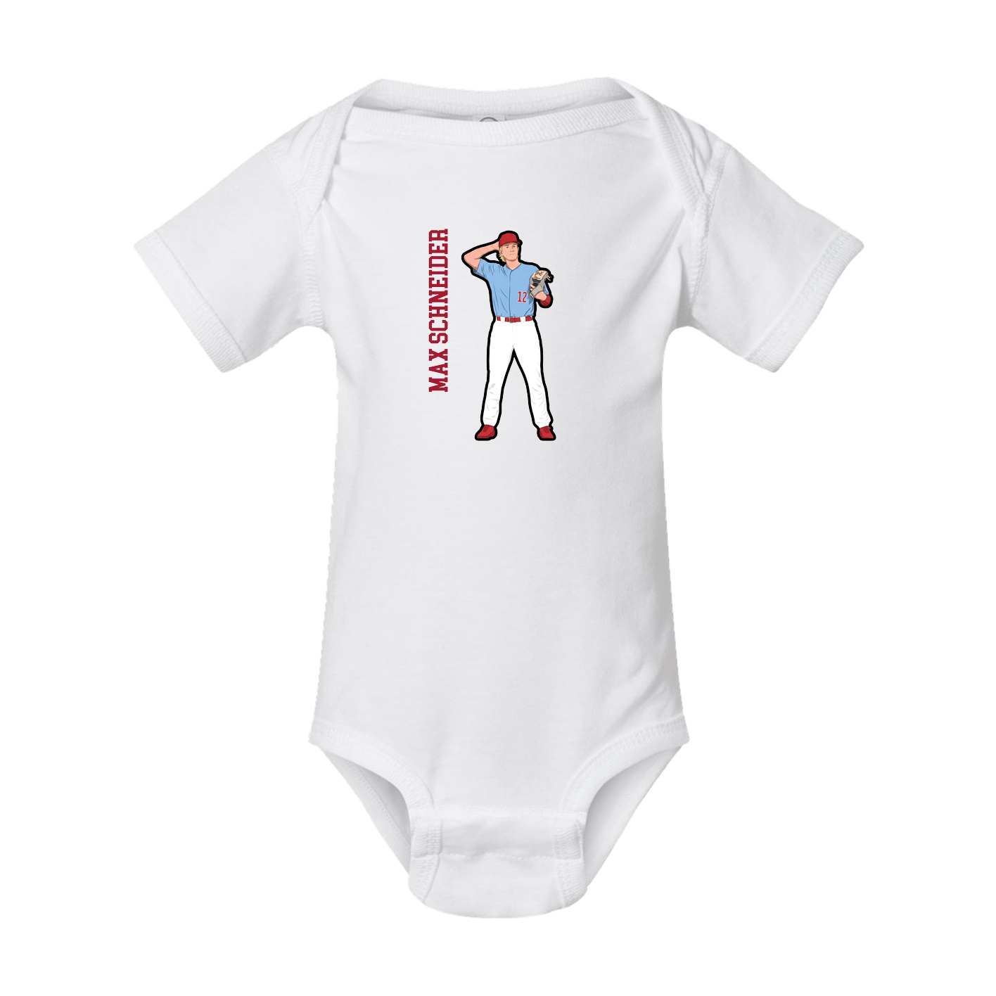 Baby Onesie — Name Vertical in White