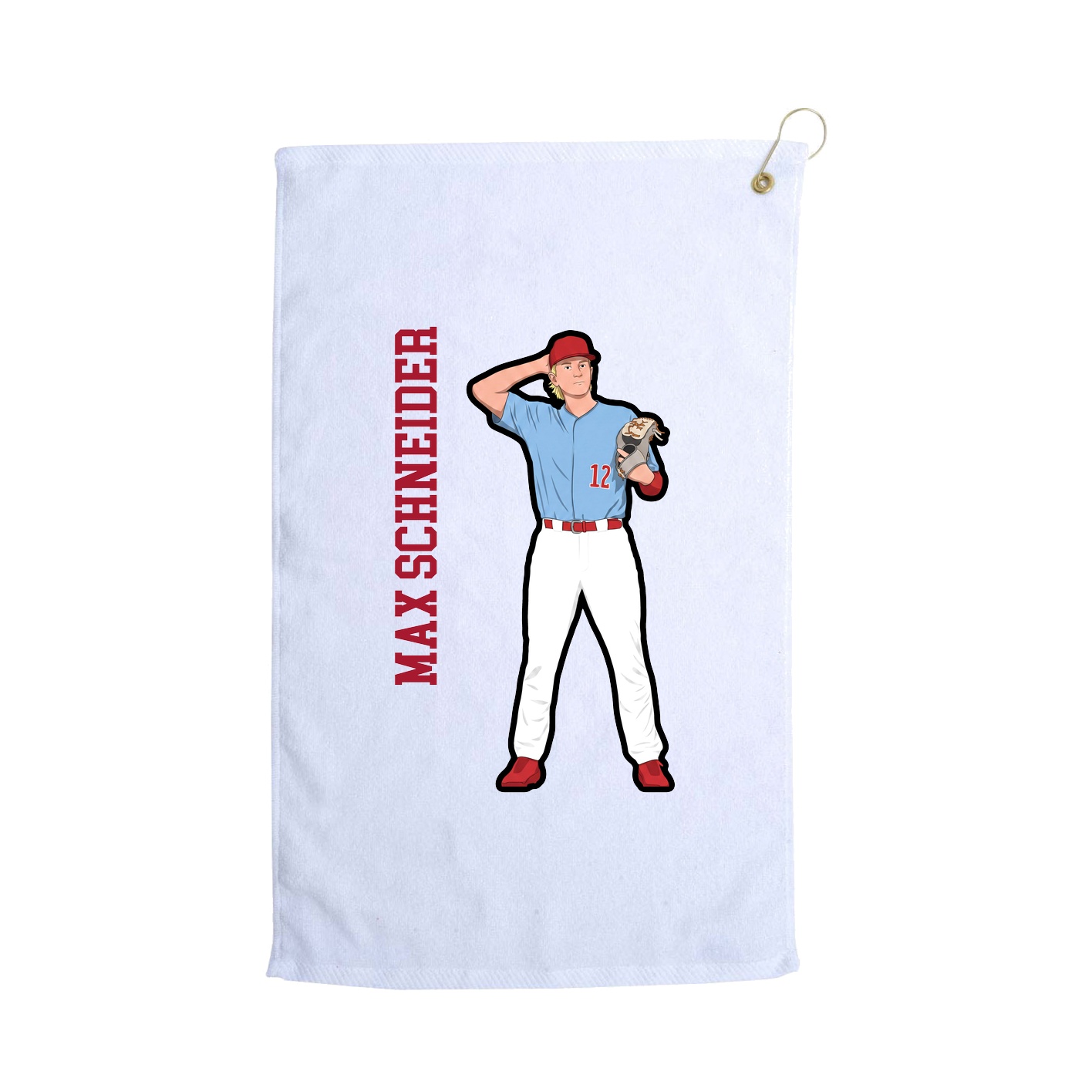 Golf Towel — Name Vertical in White