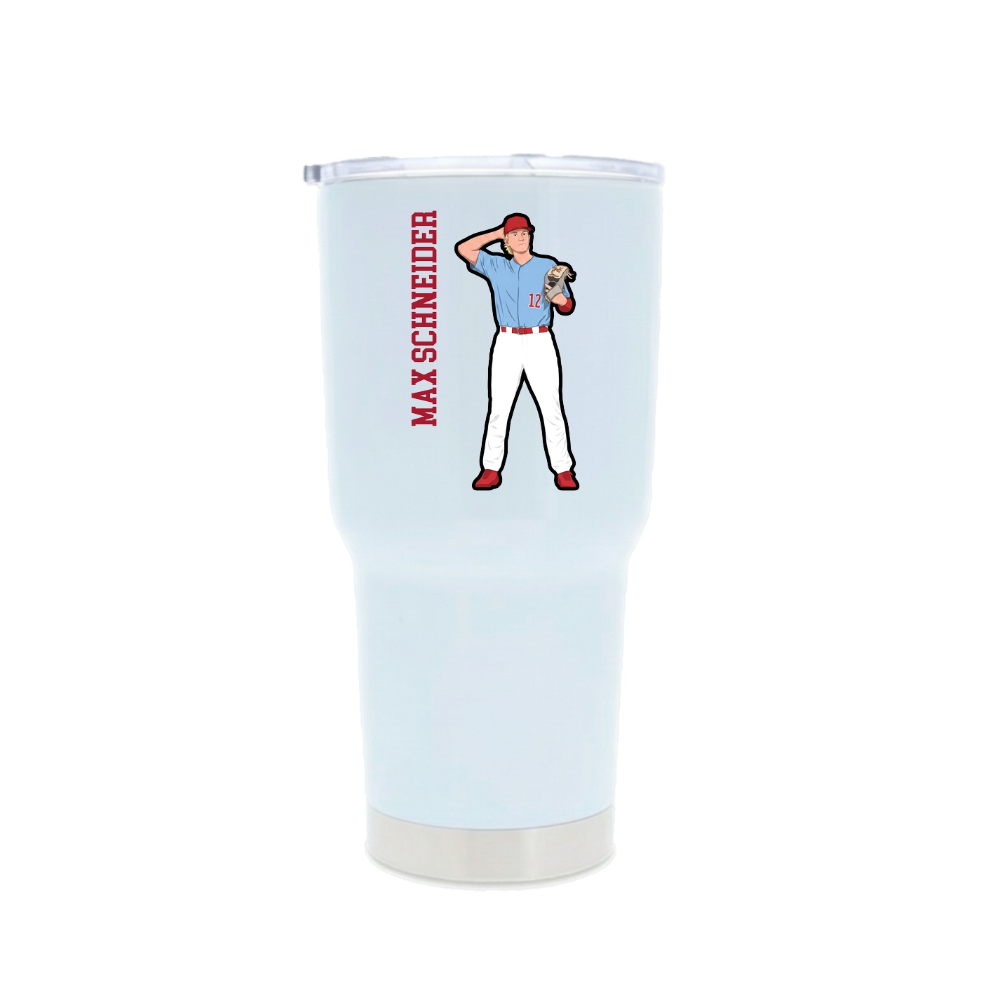 30oz Stainless Steel Tumbler — Name Vertical in White