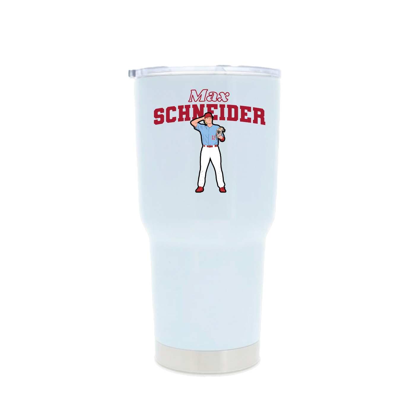 30oz Stainless Steel Tumbler — Name Arch in White