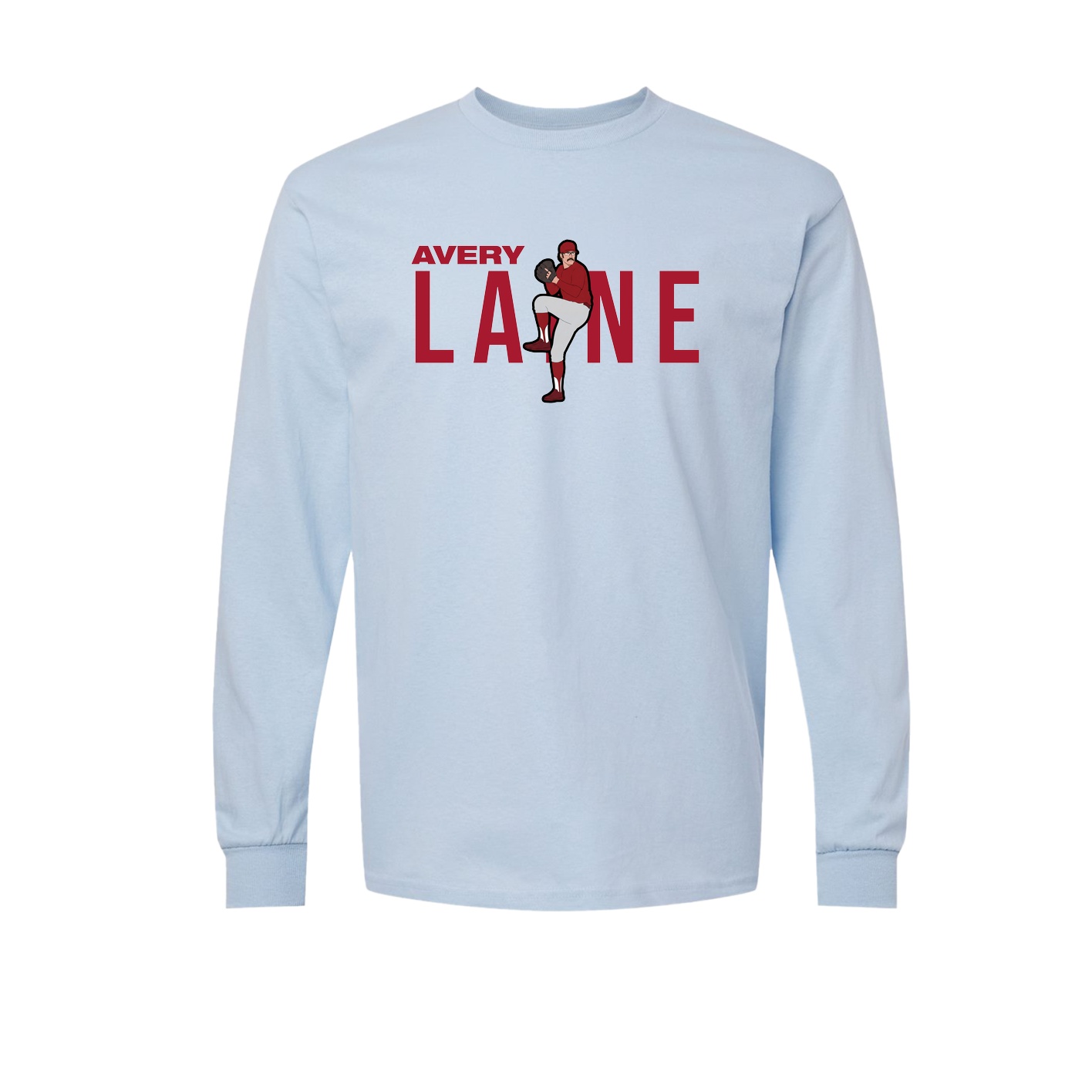 Long Sleeve Tee — Player Name in Light Blue