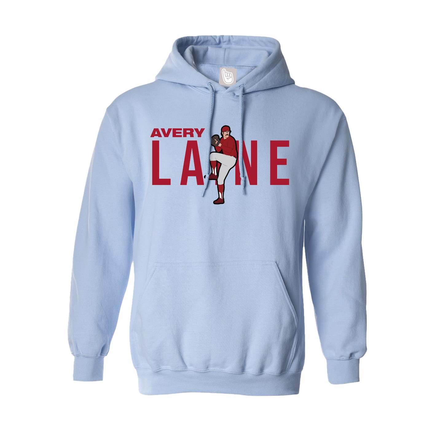 Hoodie — Player Name in Light Blue