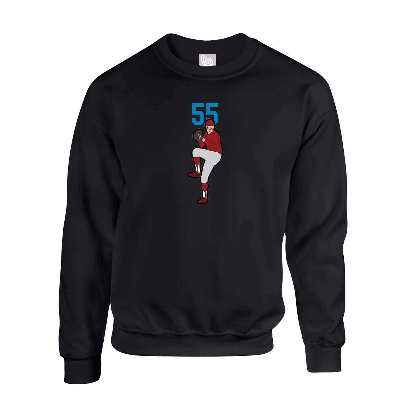 Fleece Crew — Number Top in Black