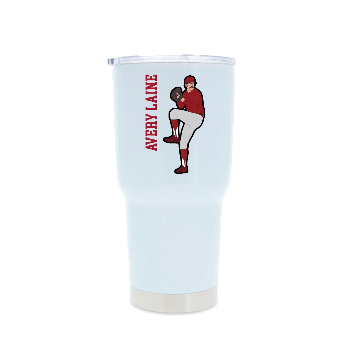 30oz Stainless Steel Tumbler — Name Vertical in White