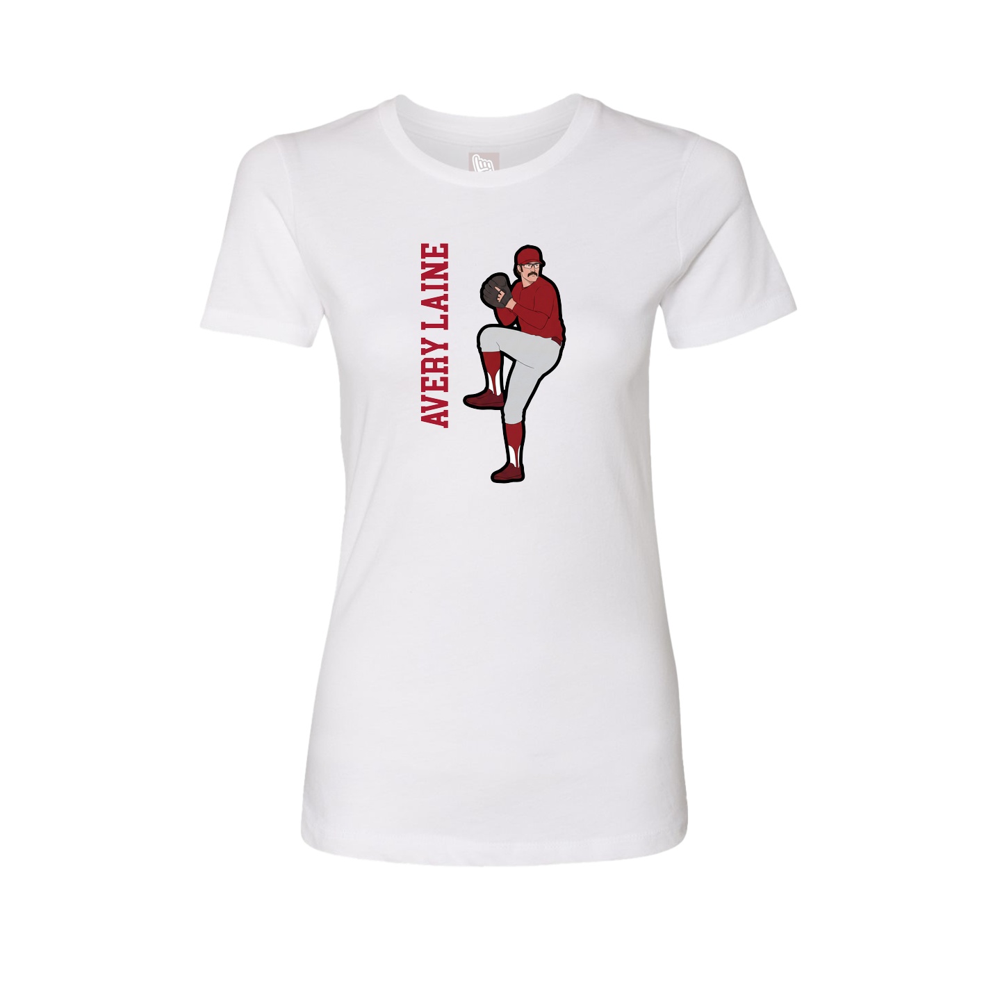Fitted Women's Tee — Name Vertical in White