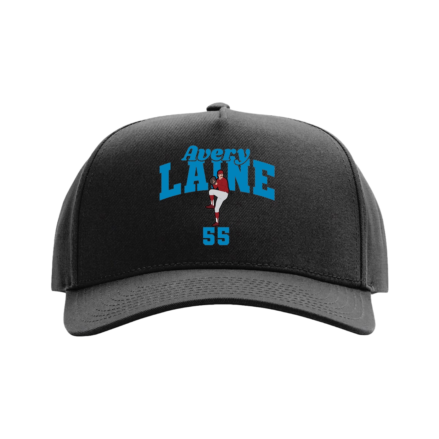 Full Fabric Five-Panel Champ Cap — Signature Arch in Black