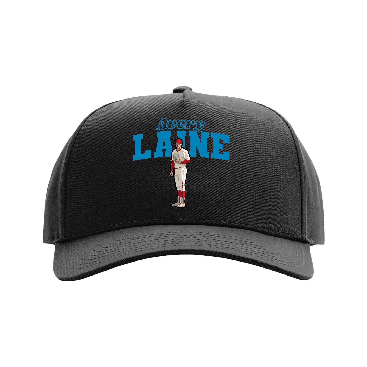 Full Fabric Five-Panel Champ Cap — Name Arch in Black