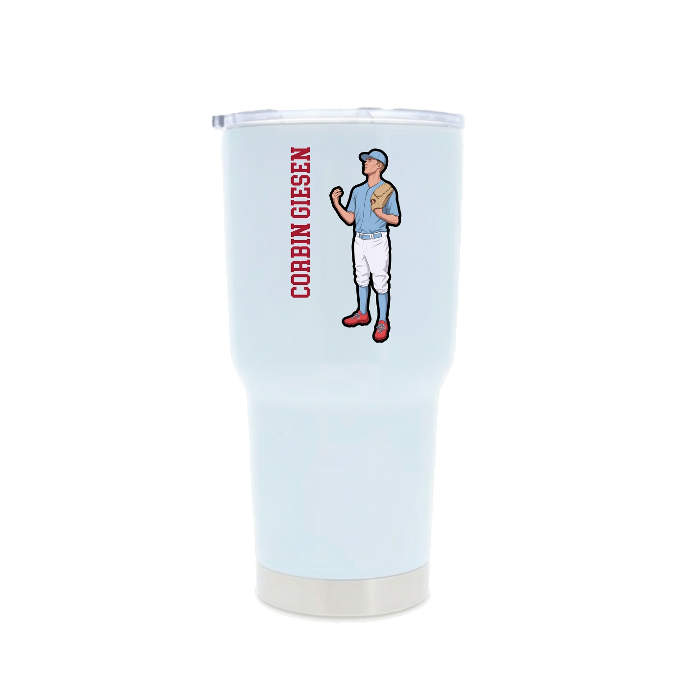 30oz Stainless Steel Tumbler — Name Vertical in White