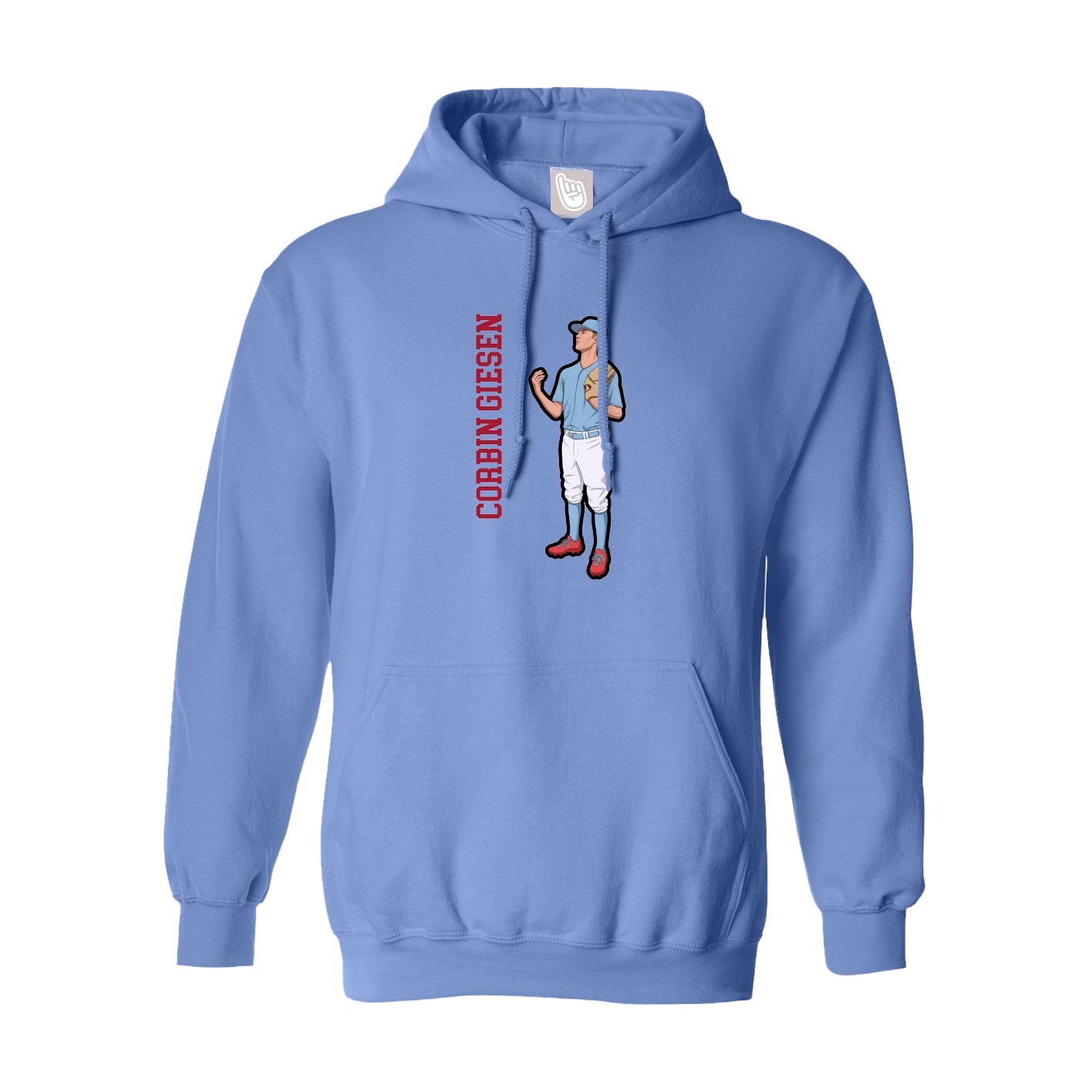 Youth Hoodie — Name Vertical in Powder Blue