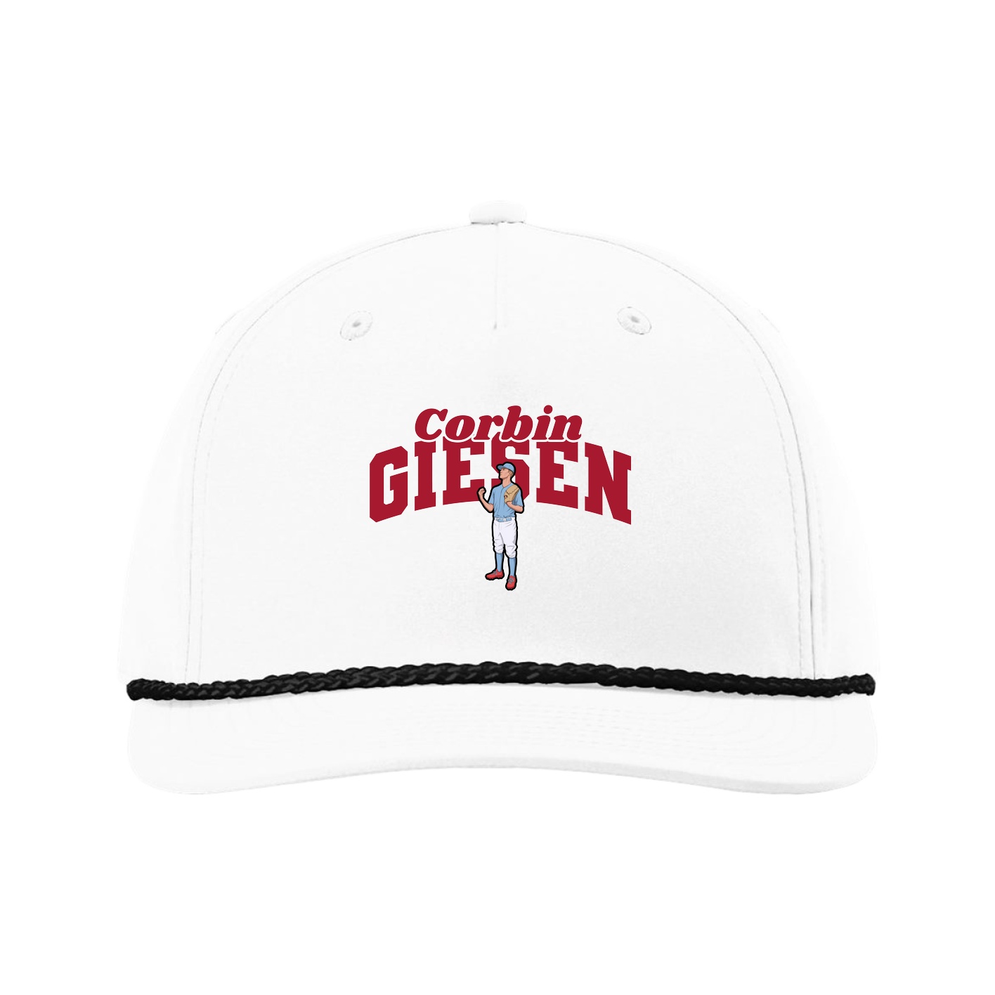 Five-Panel Classic Rope Cap — Signature Arch in White