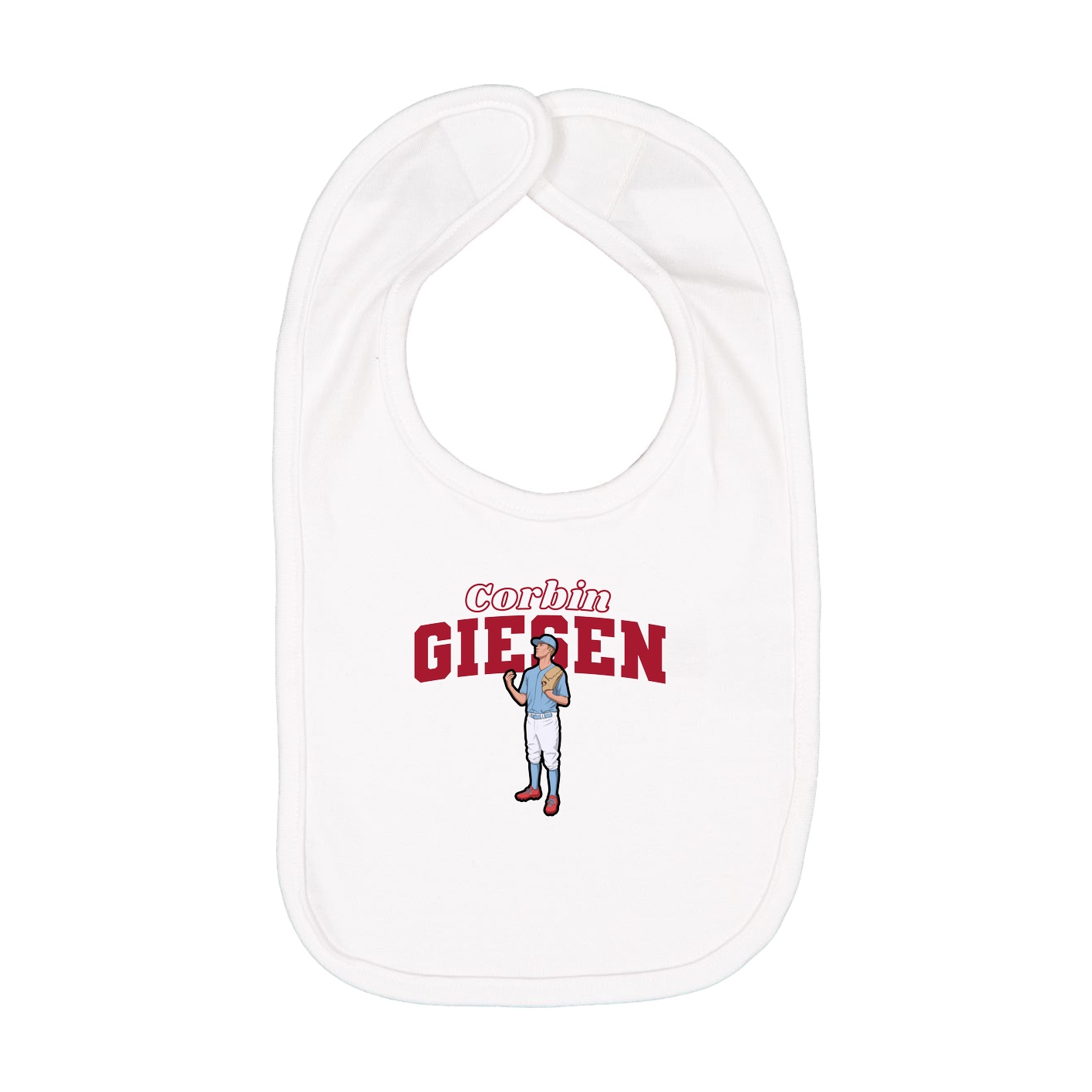 Infant Bib — Name Arch in White