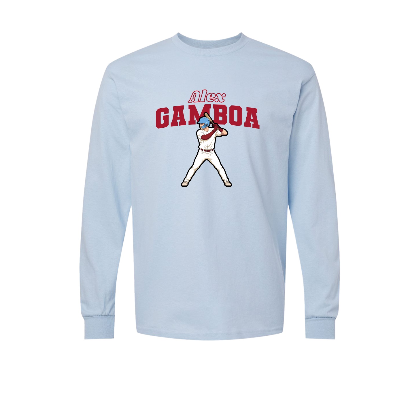 Long Sleeve Tee — Name Arch in Light Blue
