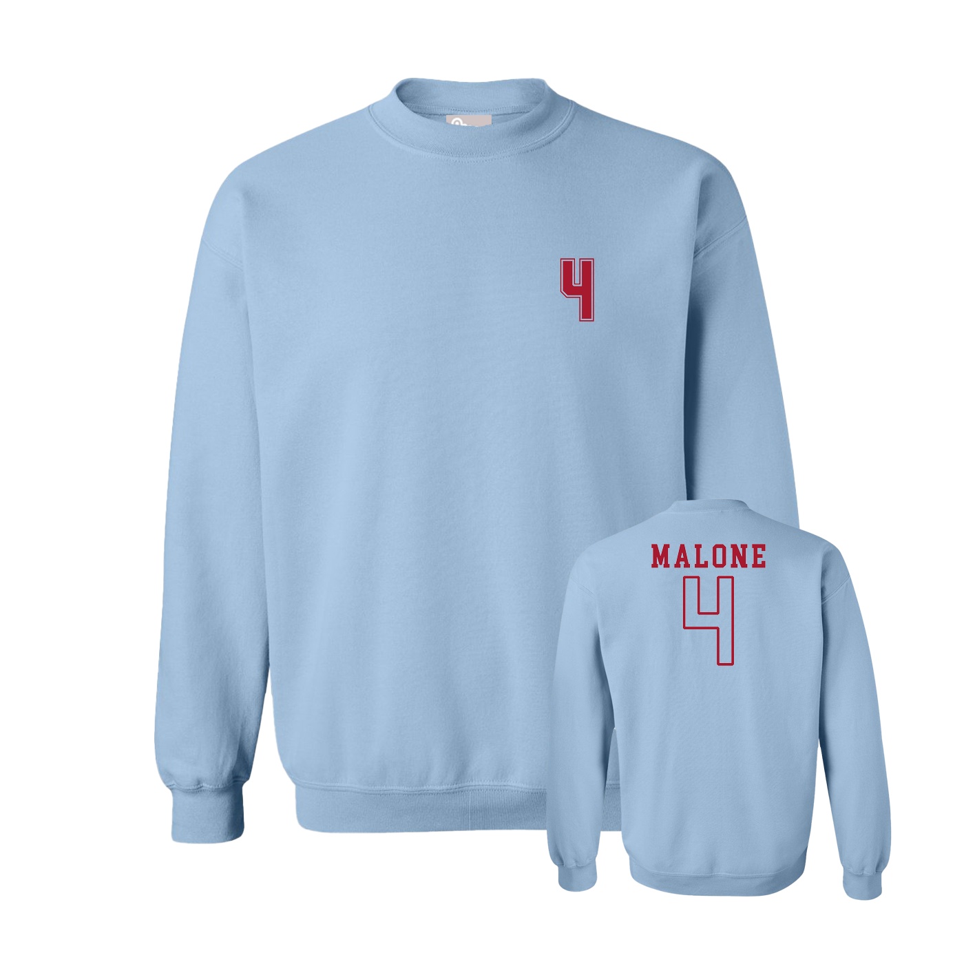 Fleece Crew — Chest Back in Light Blue