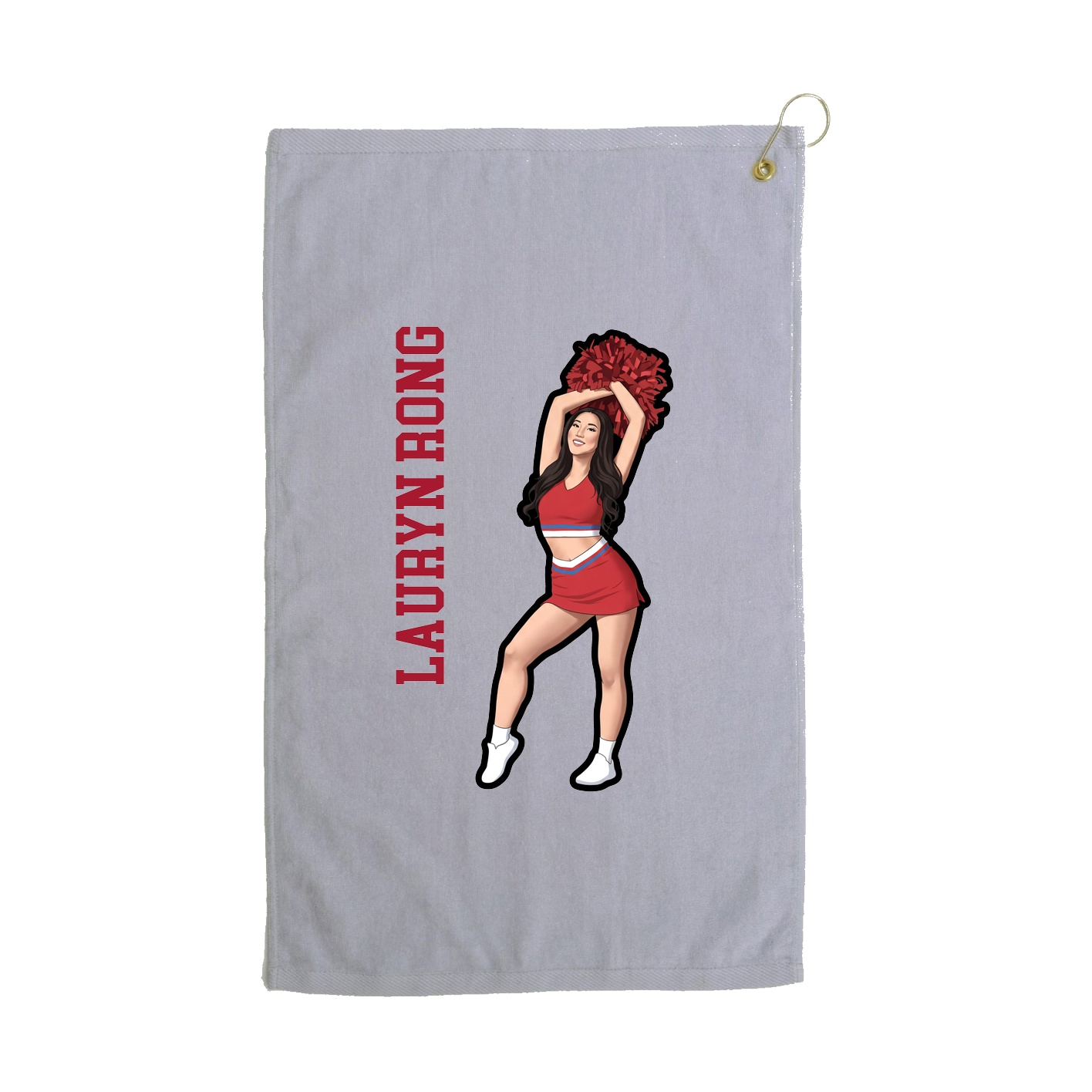 Golf Towel — Name Vertical in Grey