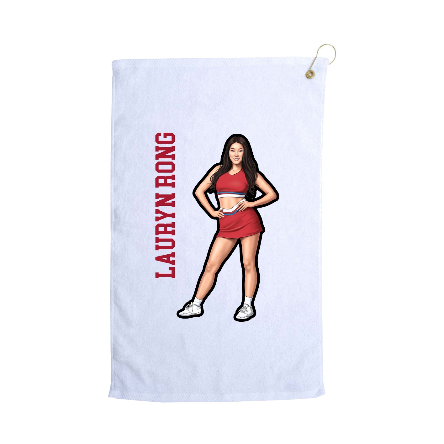 Golf Towel — Name Vertical in White