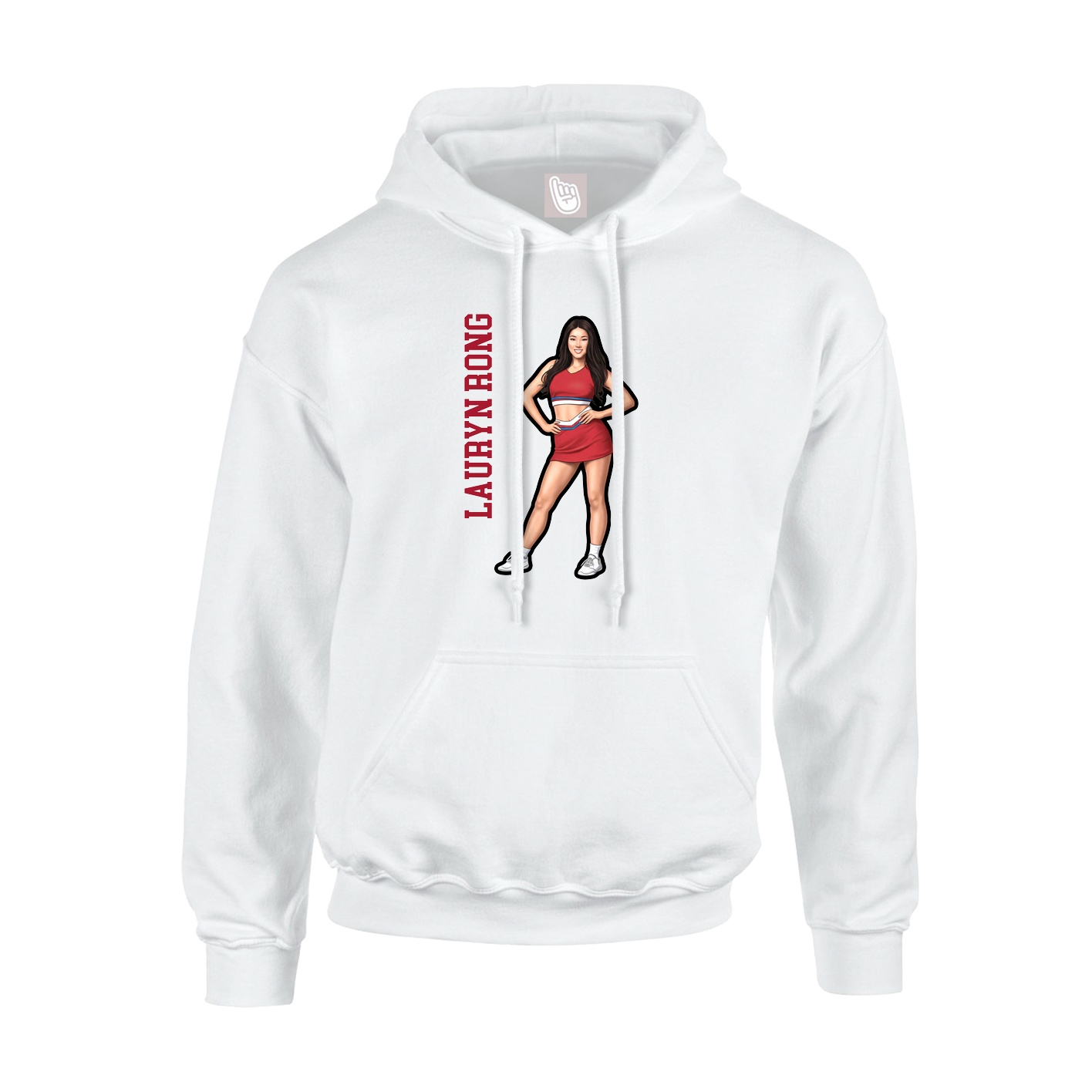 Youth Hoodie — Name Vertical in White