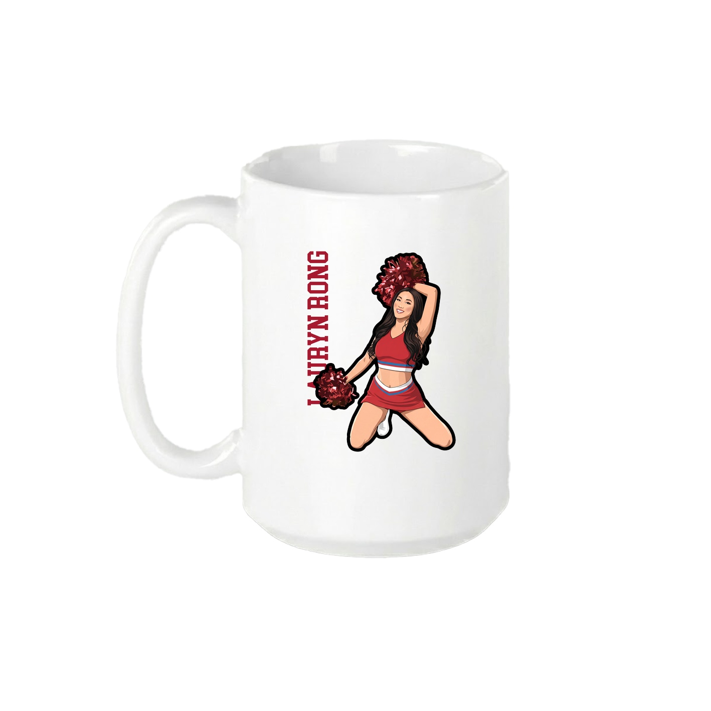 15oz Coffee Mug — Name Vertical in White