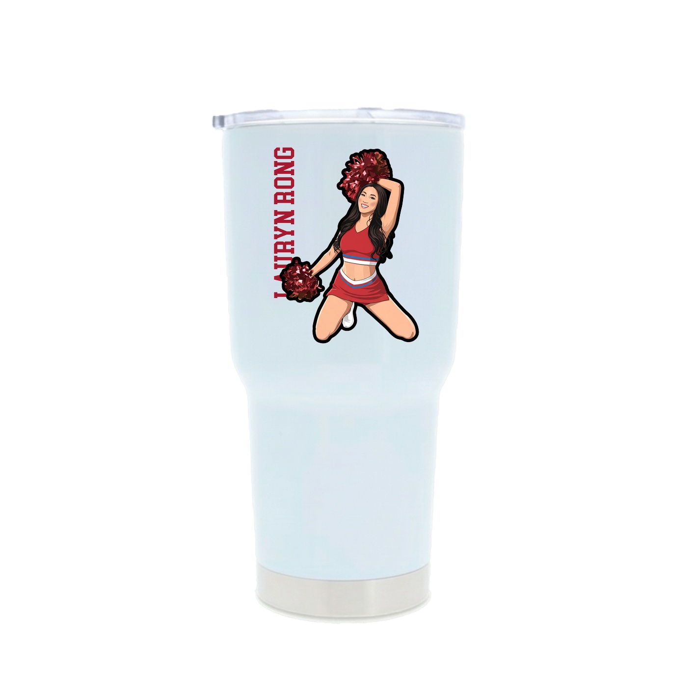 30oz Stainless Steel Tumbler — Name Vertical in White