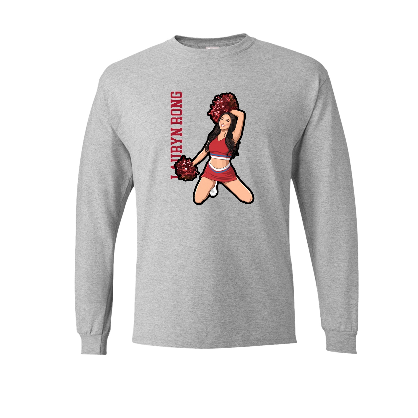Long Sleeve Tee — Name Vertical in Grey
