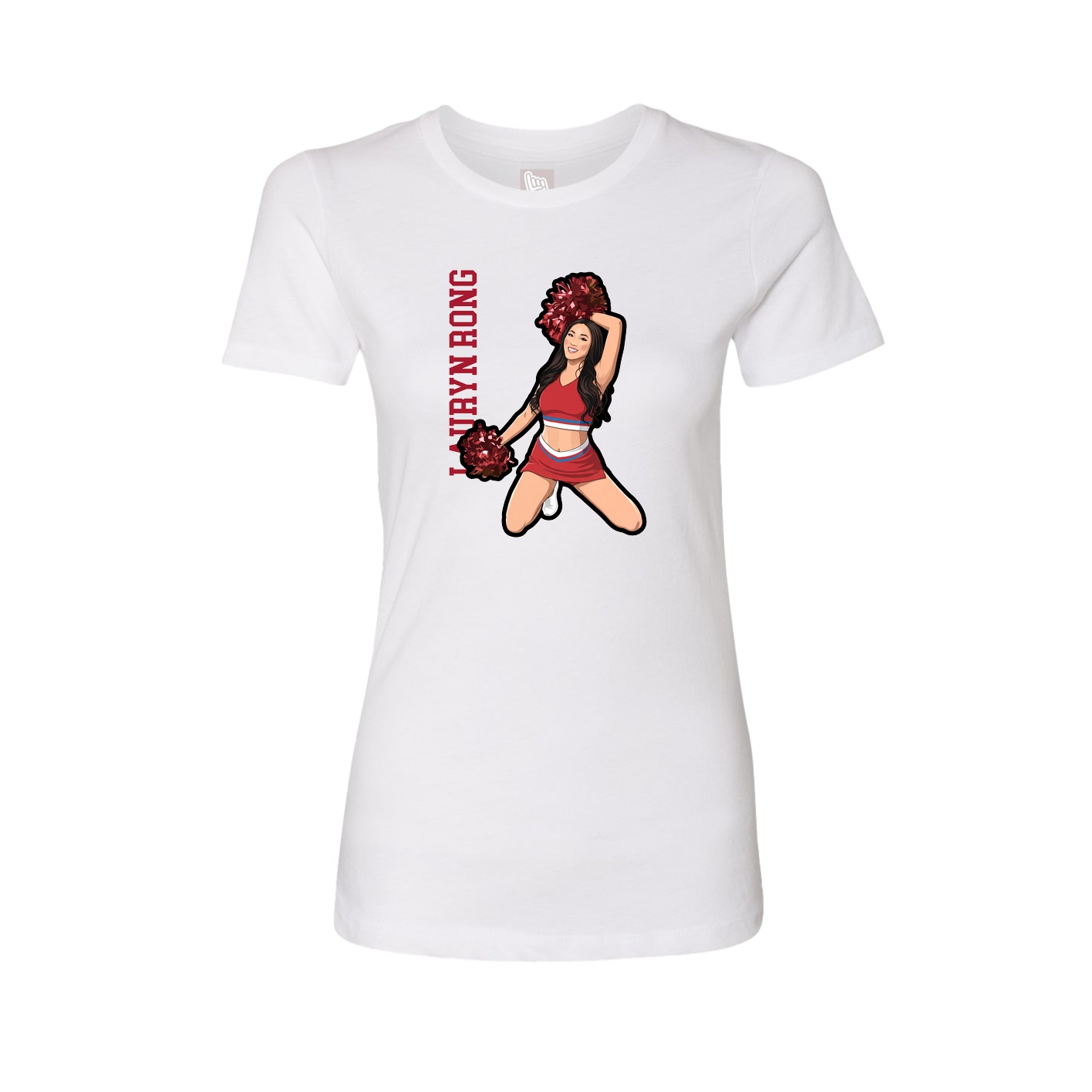 Fitted Women's Tee — Name Vertical in White